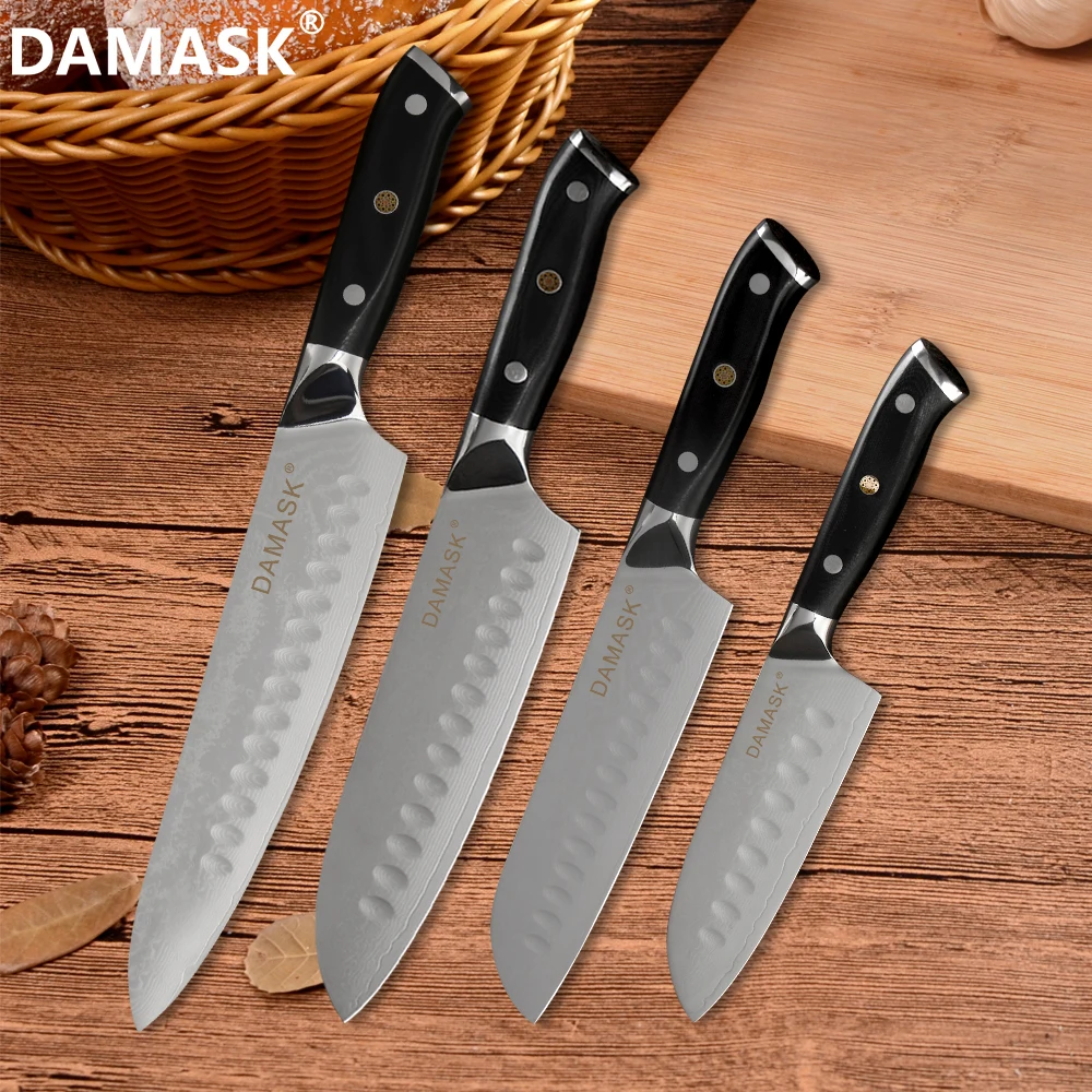 DAMASK наборы кухонных ножей 4 шт. нож из дамасской стали VG10 японский сантоку шеф