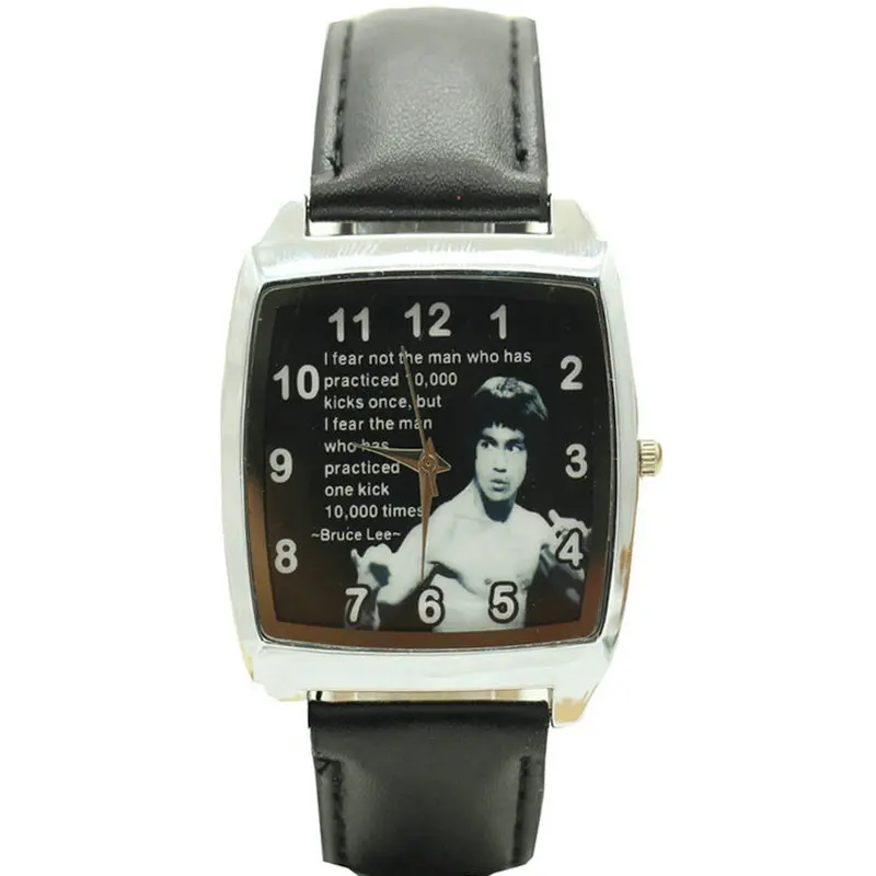 Бесплатная доставка 2017 часы Брюса Ли черные модные мужские повседневные