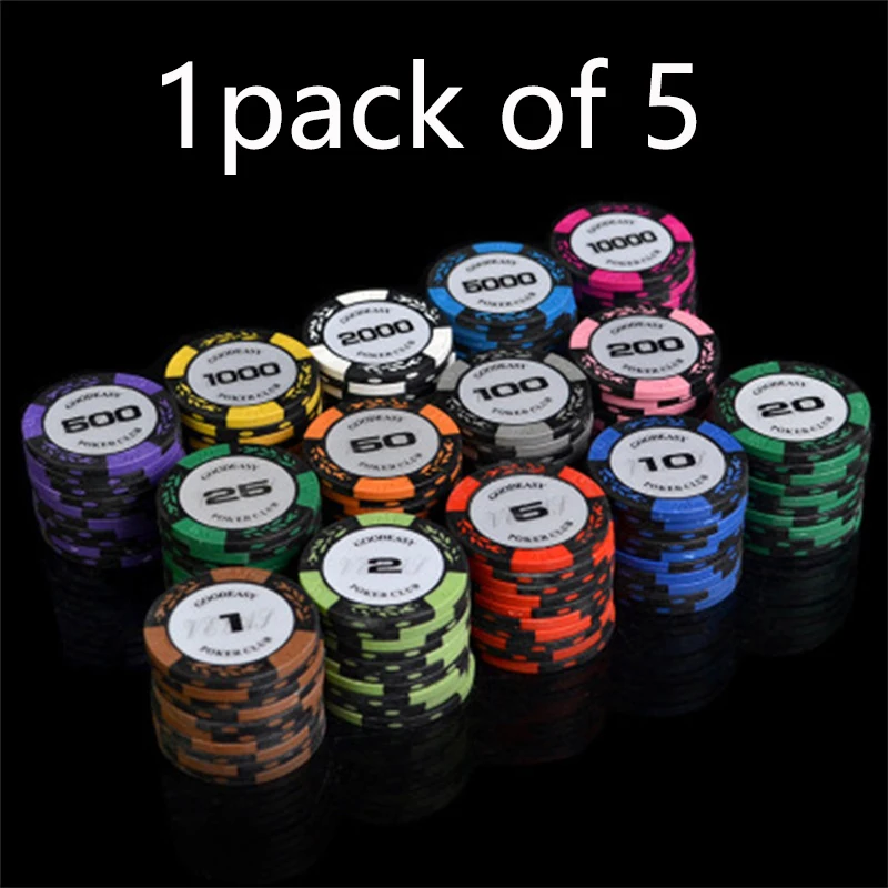 5/пакет игровой чип монета Техасский Холдем чипсет Казино Покер цвет бинго игра