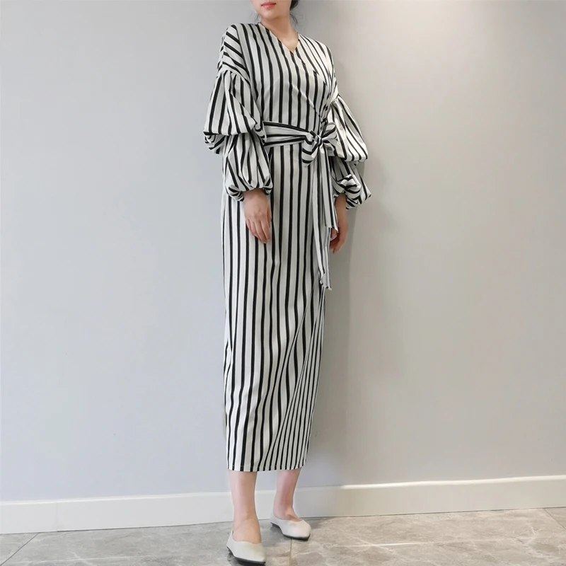 Женское длинное платье Кафтан в полоску арабское абайя Дубай мусульманский