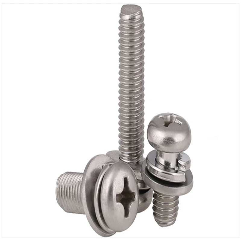 304 комбинированный болт из нержавеющей стали с круглой головкой и тремя