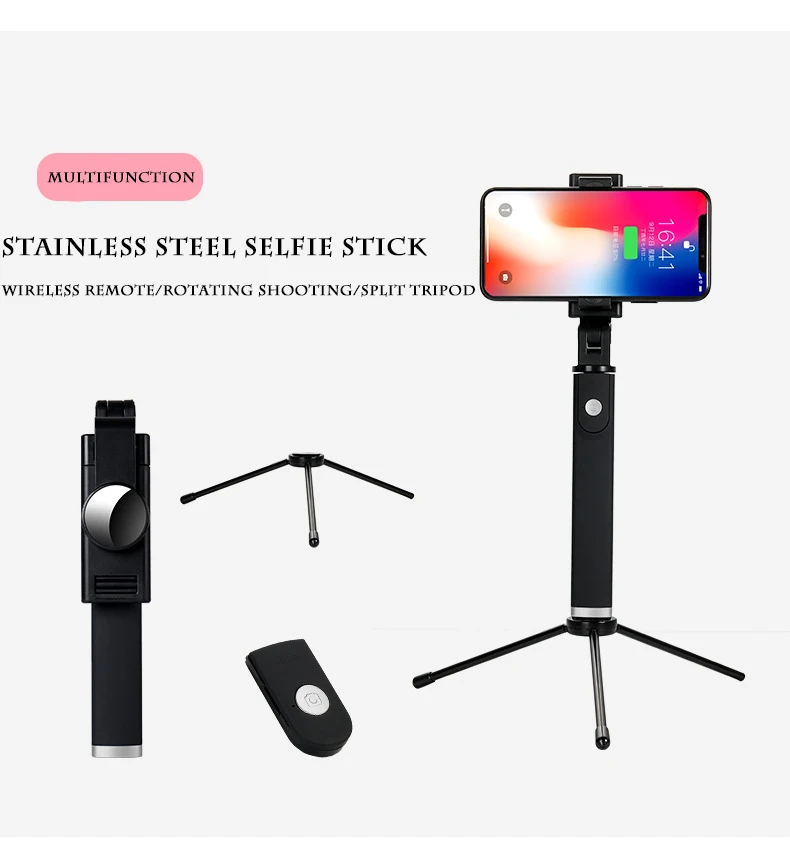 selfie stick Live self-timer artifact with rear view mirror in-one folding horizontal and vertical shot Bluetooth mobile phone |