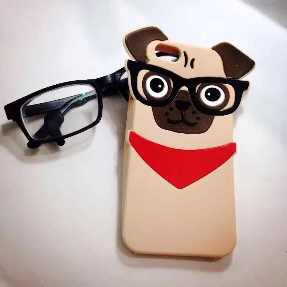 Милый мопса одежда очки 3D силиконовый чехол для iPhone 6 6s 6plus 4 7 'Ƌ. 5 ''резиновый