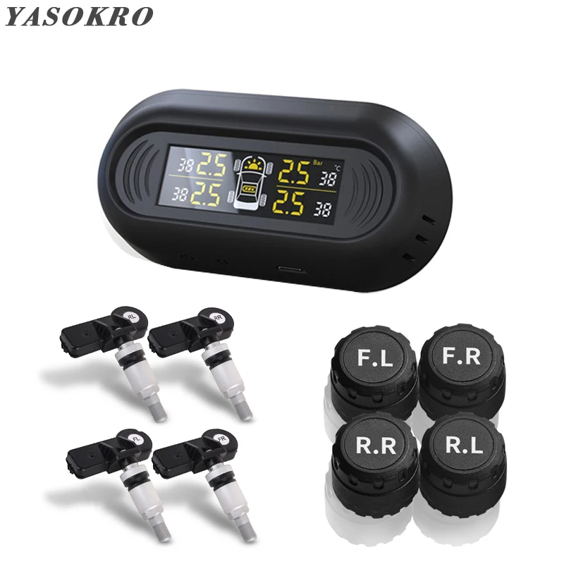Автомобильный TPMS монитор давления в шинах Система солнечной энергии Зарядка ЖК