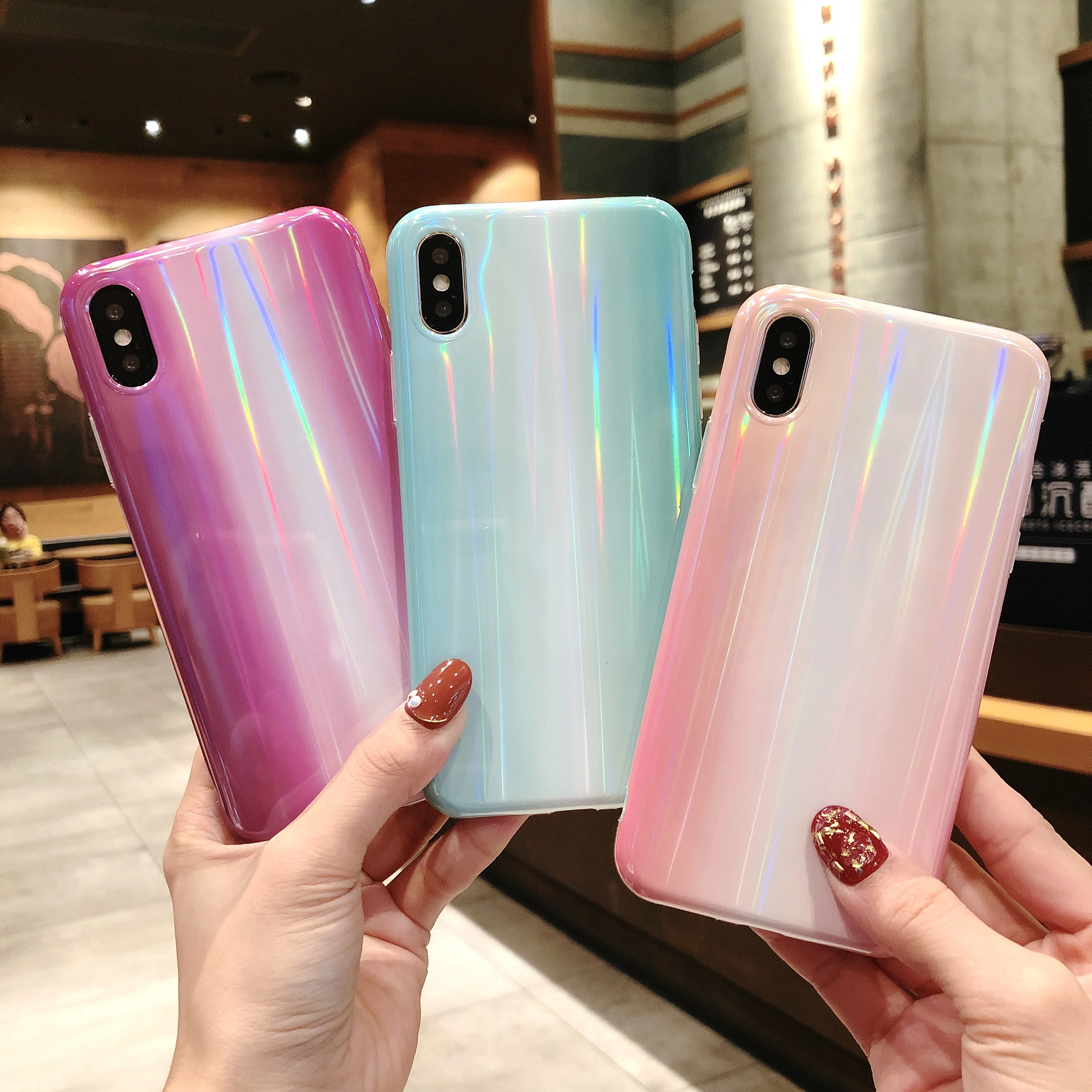 COPEONE чехол для iPhone 7 Plus Мягкий ТПУ Радуга Аврора лента задняя крышка XS XSMAX XR 6 8