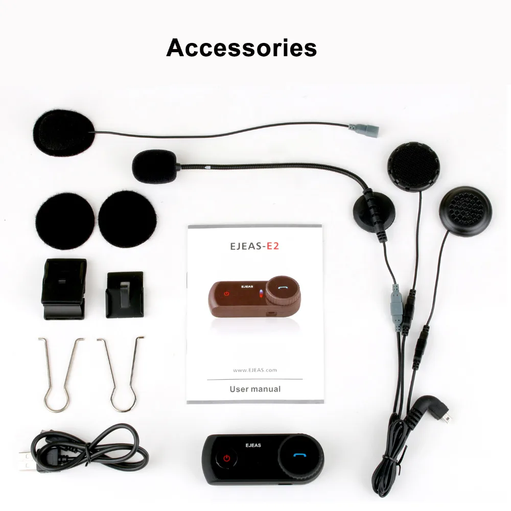 

EJEAS 1200M Motorcycle E2 Bluetooth Intercom VOX Waterproof IP65 Wireless Motorbike Intercom Headset Interphone for 4 Riders