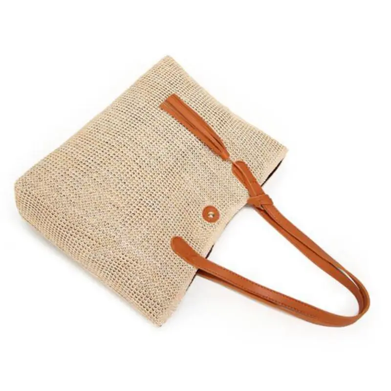 Женская плетеная пляжная соломенная сумка с узором летняя нейтральная через