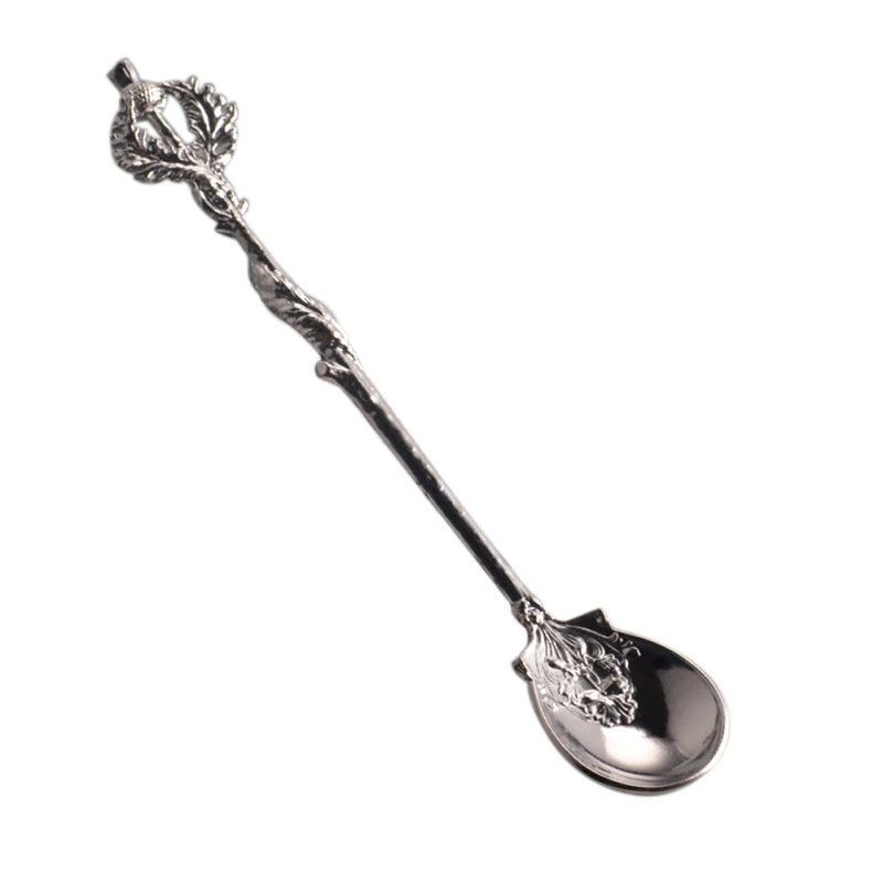 UV0483B Цинковый сплав Ретро ложка для кофе столовый набор креативные Thistle лист чайные ложки для сахара украшение домашнего стола кухня, столовая и бар - Цвет: UV0483B