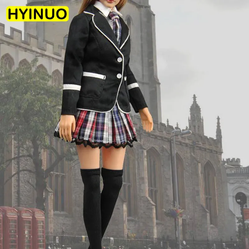 Женская сексуальная школьная форма 1/6 Scale черная мини юбка комплект одежды для