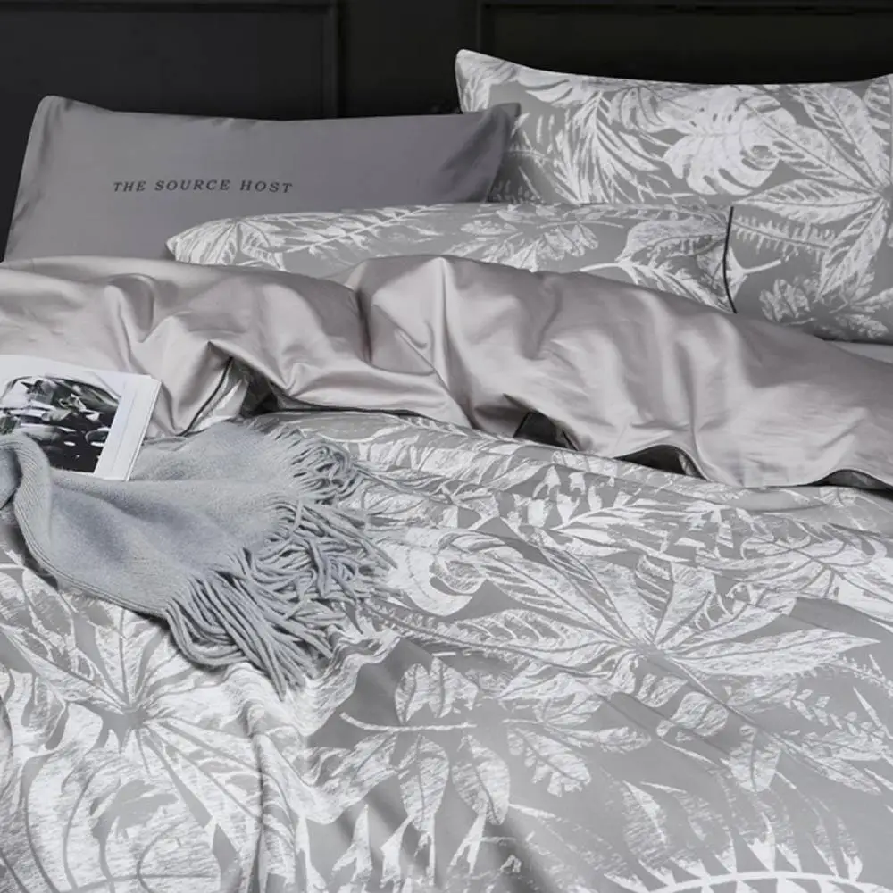 Набор постельного белья из египетского хлопка скандинавского серого цвета с