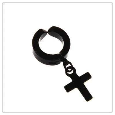 black cross 2 Серьги-клипсы, черный крест, шестигранные серьги, не прокалываются, в стиле панк, мужские ювелирные изделия, модный подарок, 1 шт - Окраска металла: black cross 2