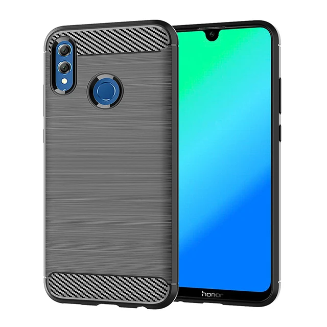Серый Hadinas Мягкий силиконовый чехол для huawei Honor 10 Lite роскошный углеродный защитный чехол для телефона для Honor 10 Lite легкий тонкий чехлы на хонор 10 лайт - Цвет: Серый