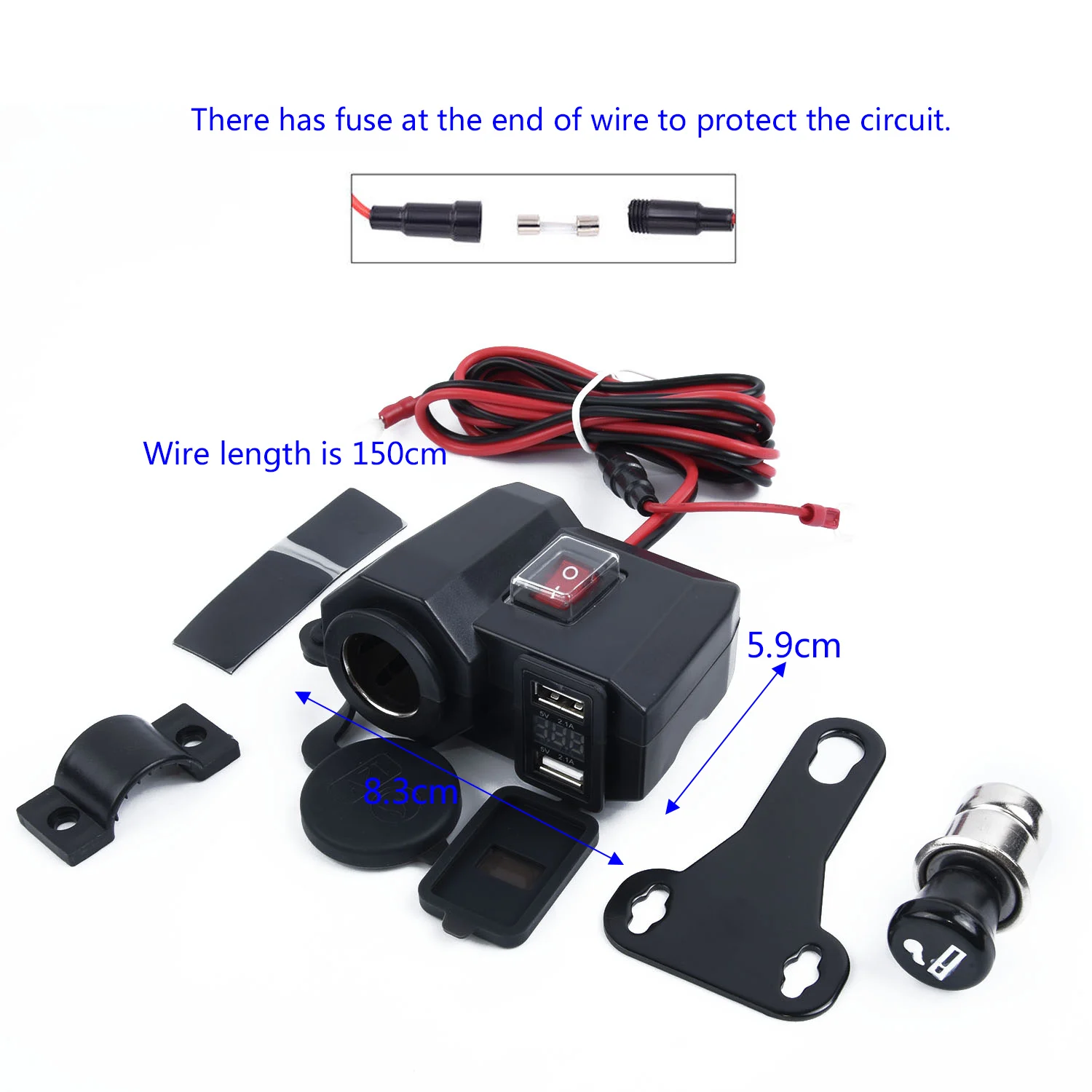 Waterproof 12V Motorcycle Dual USB Charger Cigar Lighter Socket W/ LED Voltmeter accessories parts for motorcycles | Автомобили и