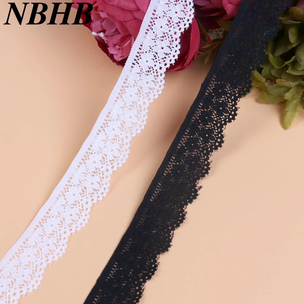 NBHB 10 ярдов/партия 17 мм черно-белая кружевная лента DIY вышитая сетчатая кружевная отделка Ткань для шитья Аксессуары свадебные украшения