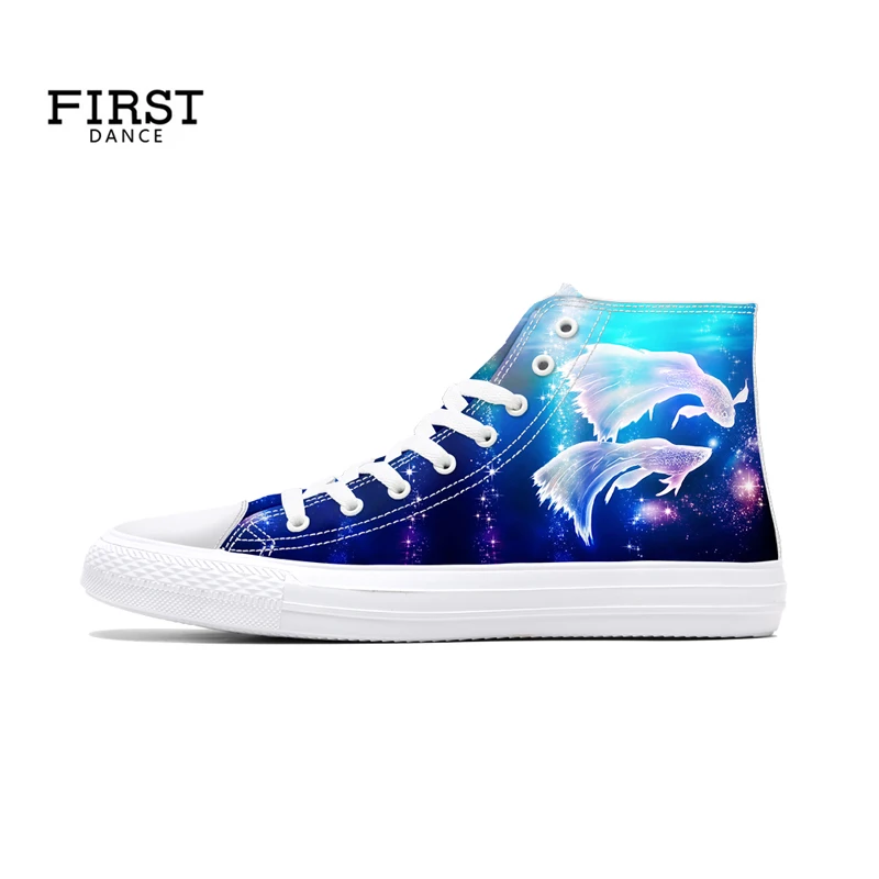 Design 3D Printing Constellation Spring Lace-up EVA Sole lightweight Canvas Shoes Man Casual High Top Sneaker Do your Logo Print | Обувь