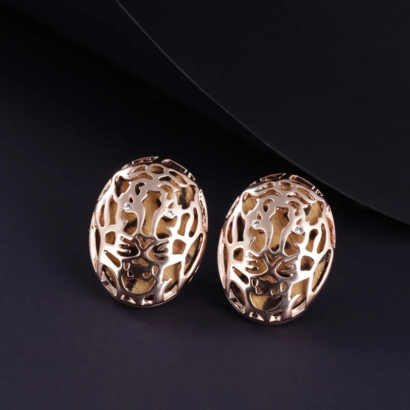 Fashion Women Jewelry Alloy Leopard Fabric Round Earrings Gift Box For Party (SBUSS QE0105) | Украшения и аксессуары