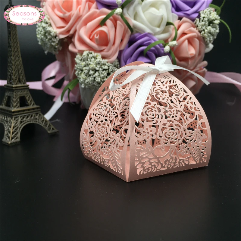 50 шт. розы Свадебная коробка свадебные подарки для гостей подарков упаковка