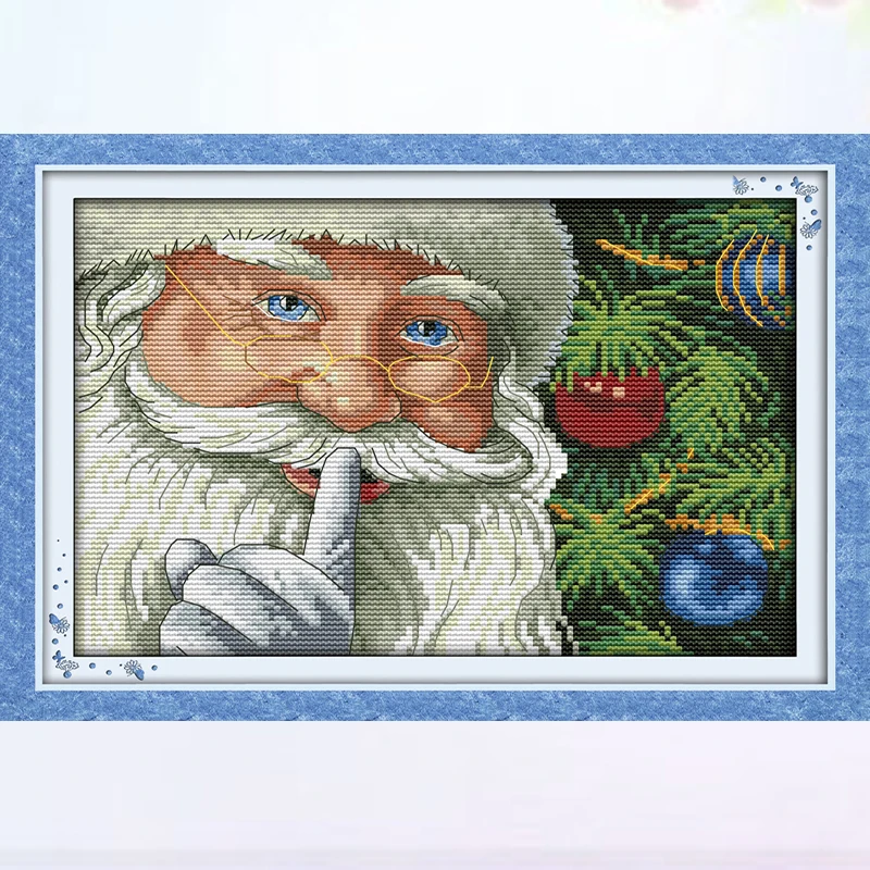 Joy Sunday Happy Christmas Санта Клаус Счетный принт на холсте DMC 14CT 11CT наборы для вышивки крестом вышивка рукоделие