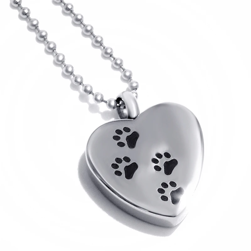 Женский кулон из нержавеющей стали собачья лапа ПЭТ лазерный сердце памятный