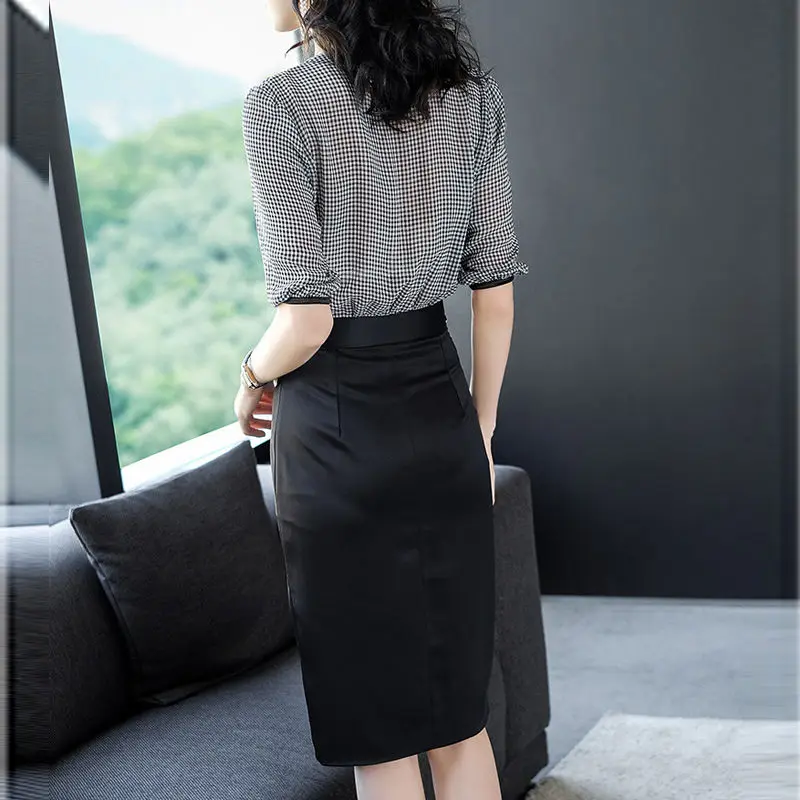 Модные элегантные платья с V-образным вырезом женская одежда для офиса