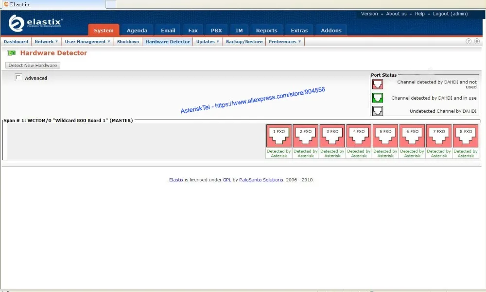 Asterisk карта AEX800 с аппаратным подавлением эха-PCI-E 8-портовая FXO для VoIP телефона PBX