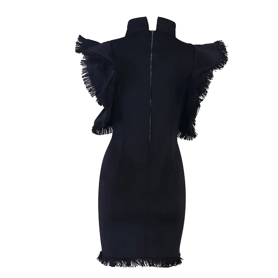 DressBird, женское летнее облегающее вечернее платье, vestidos, сексуальное, с коротким рукавом, с кисточками, с оборками, черное, белое, мини-Клубное, для знаменитостей, вечерние платья