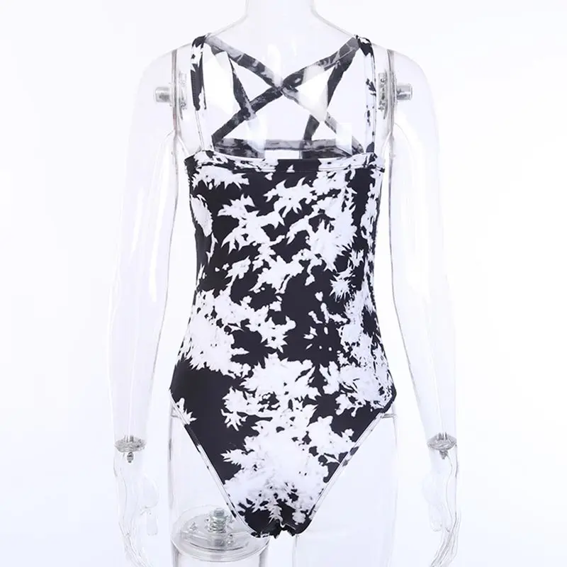 Женские облегающие боди с высокой талией Goth черные комбинезоны готический стиль