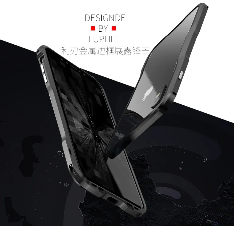 Для Iphone X XR XS MAX Luxuy металлический бампер Luphie изогнутые металлические для Iphone 7 8 Plus ультра тонкая алюминиевая рамка