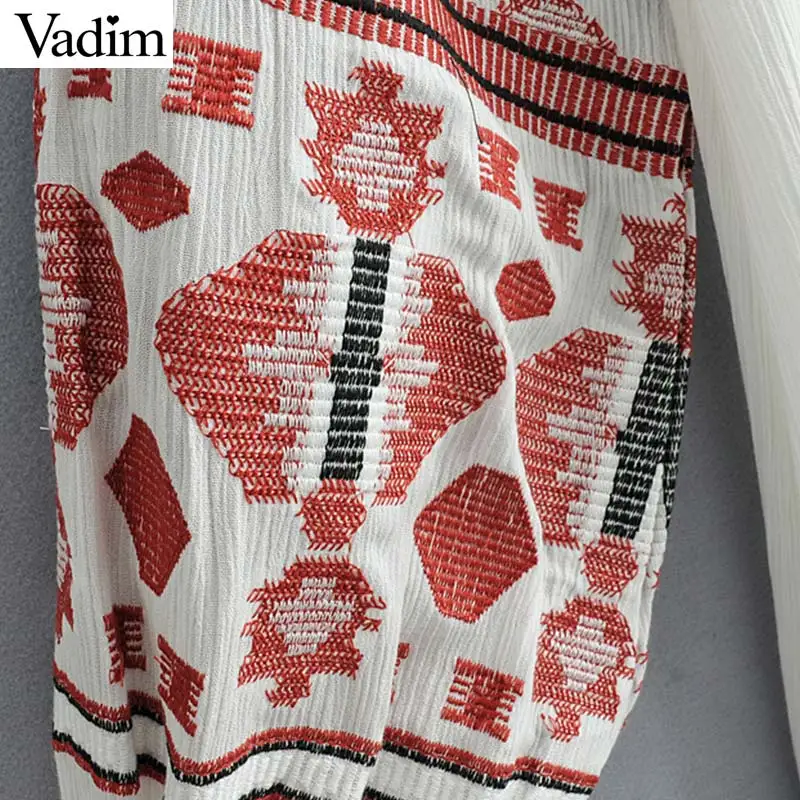 Вадим женщин народная emnroidery нерегулярные Плиссированные платье до колен длинный