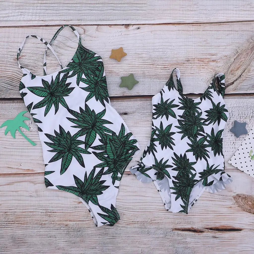 Новинка 2019 купальник для маленьких девочек цельная пляжная одежда мамы и дочки