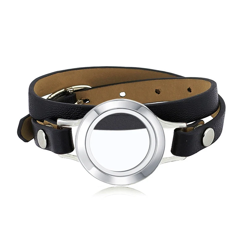 URSJEWELRY 316L нержавеющая сталь 25 мм Серебряный Магнитный медальон живой медальон памяти плавающие медальоны с браслет из натуральной кожи