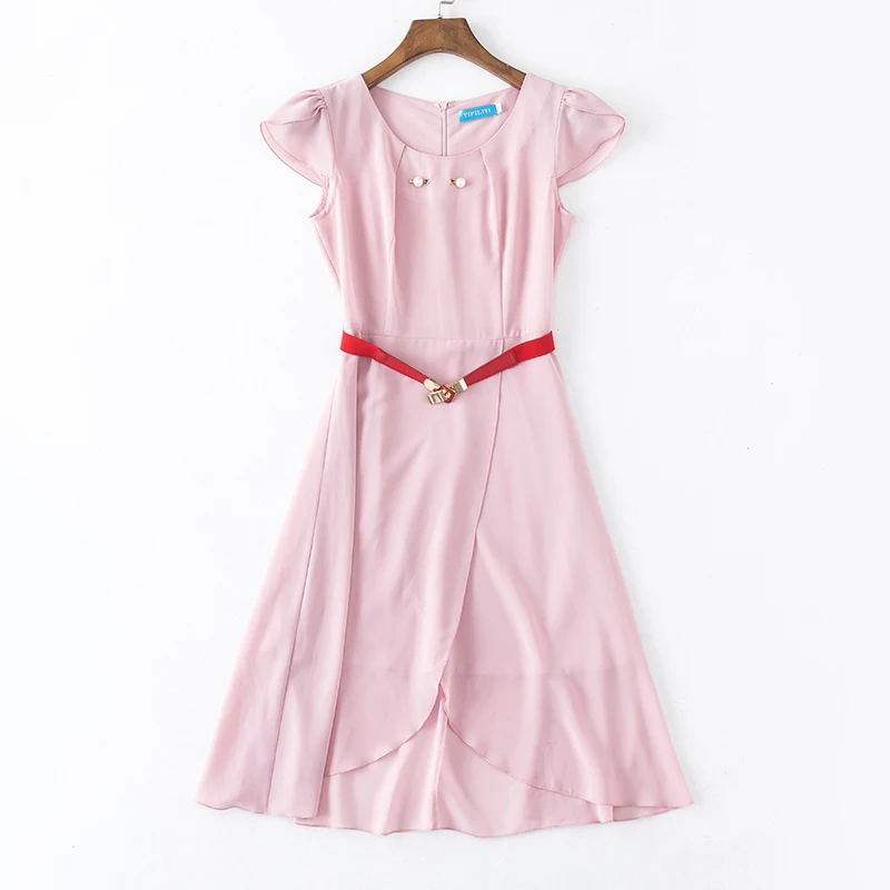 Women Dress Summer Chiffon Office Lady High Waist Dresses Plus Size Vestidos Verano 2018 Elegant Woman | Женская одежда
