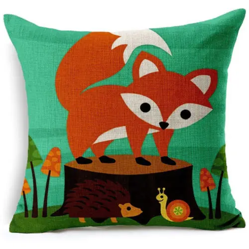 23 Fox on the wood HGLEGYWCartoon жира супергероя льняная Подушка Чехол подушки Чехол домашние мягкие комнаты подарки одной стороны печати - Цвет: 23 Fox on the wood