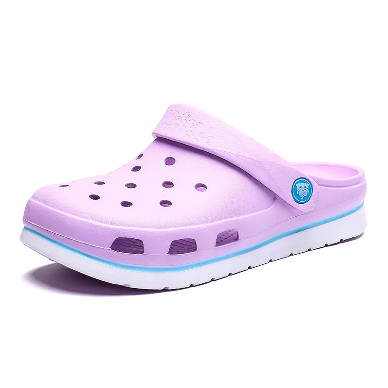 Crocse Crocks/мужские сандалии для бассейна; летняя Уличная обувь для пляжа; мужские садовые Сабо без застежек; Повседневная водонепроницаемая обувь для душа; Crock - Цвет: purple