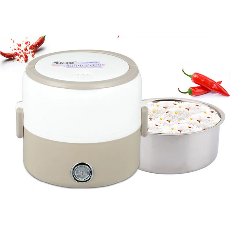 

Free shipping Double layer 1.2L stainless steel electric lunch box Mini rice cooker food heater automatic Food Container