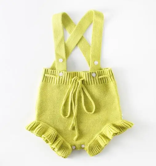 light green Детские вязаные детские комбинезоны милые комбинезоны для новорожденных девочек, одежда для мальчиков для маленьких девочек одежда без рукавов для мальчиков Ползунки, комбинезоны для малышей Трикотажные ползунки - Цвет: light green
