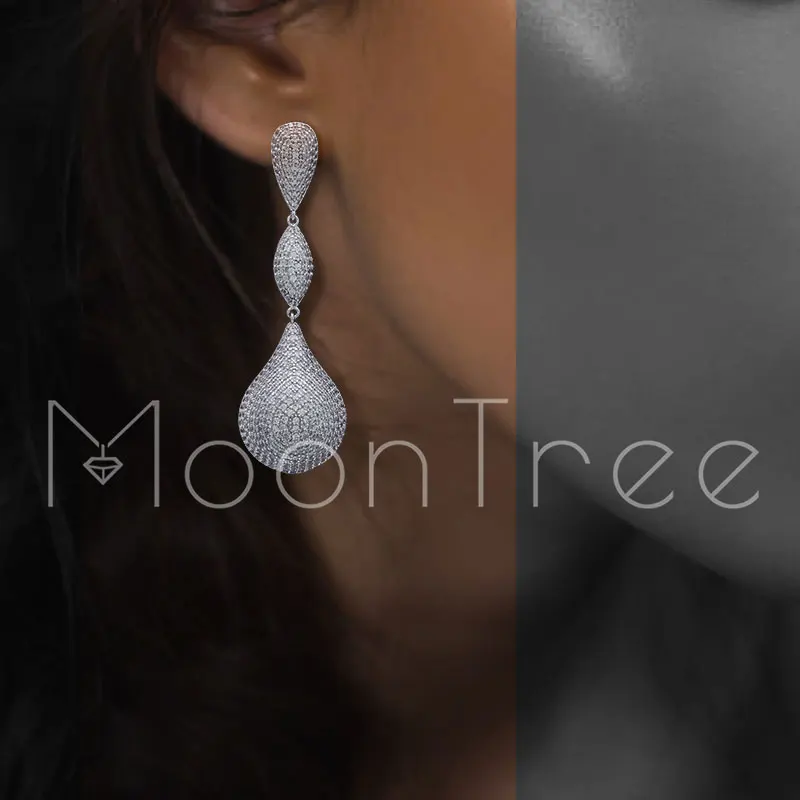 Женские медные серьги MoonTree роскошные крупные 65 мм с твердым шариком полностью