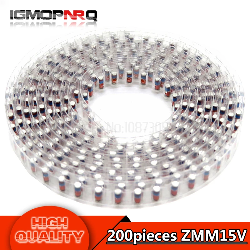 200 шт. 1/2W зенеровский диод ZMM 8V2 10 12 V 15V 16V 18V 3В 3V3 3V9 4V7 5V1 7V5 20V 24V диод - Цвет: ZMM 15V