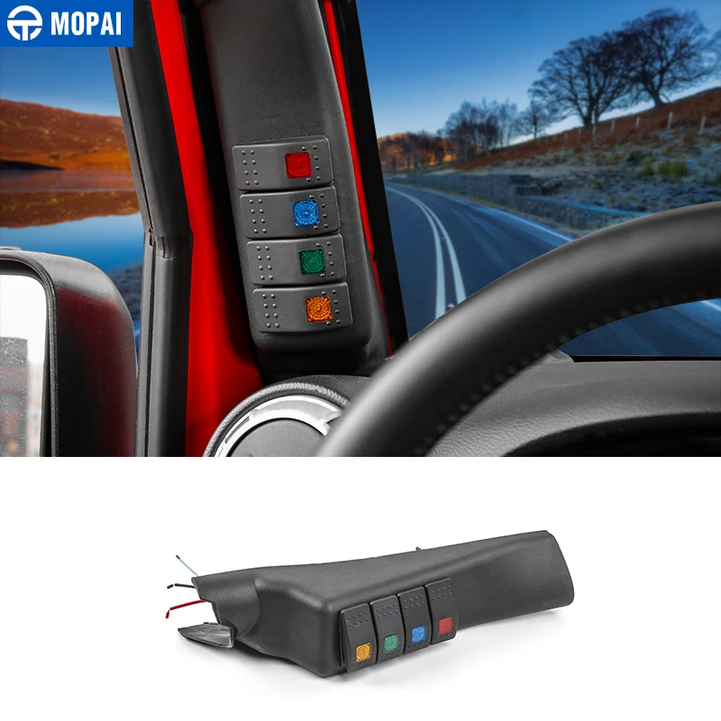 MOPAI интерьерные молдинги для Jeep Wrangler JK 2011+ столб 4 панели переключателей Pod с светодиодный светильник для Jeep JK Wrangler аксессуары