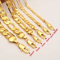 mens womens solid gold finish 3 4 5 6 7 9 10 mm width select italian figaro link chain necklace bracelet fashion jewelry wholes