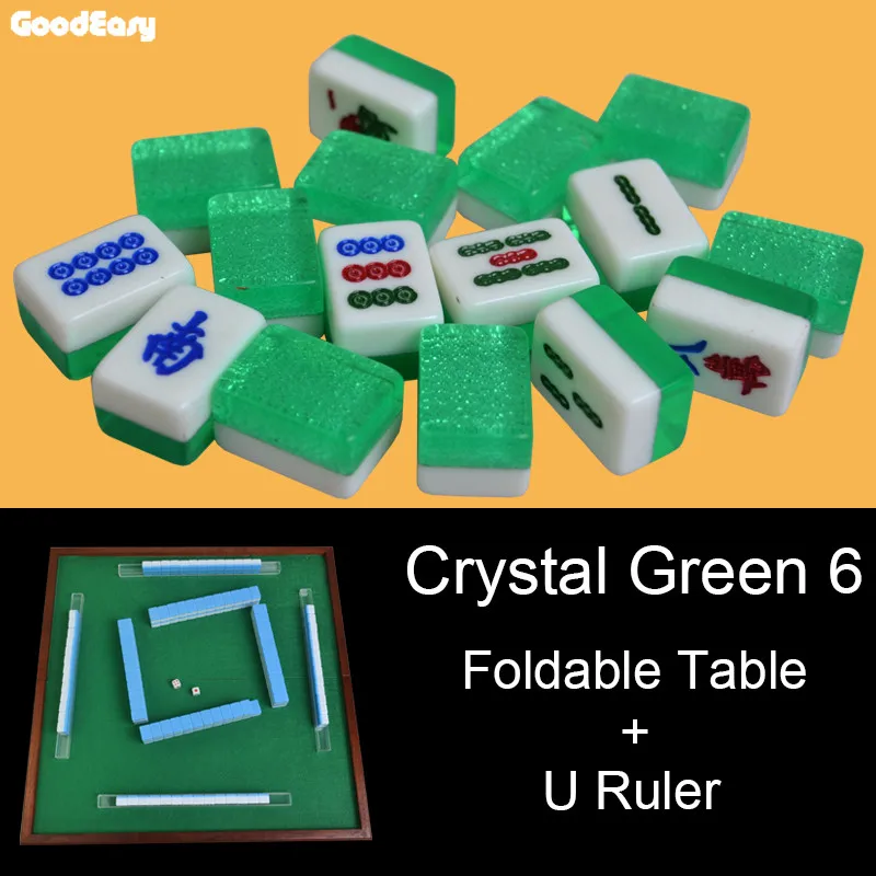 Green U Ruler Table JIESITE высокое качество путешествия мини Меламиновый Набор для игры в маджонг со складным столом с U линейкой забавная семейная настольная игра - Цвет: Green U Ruler Table