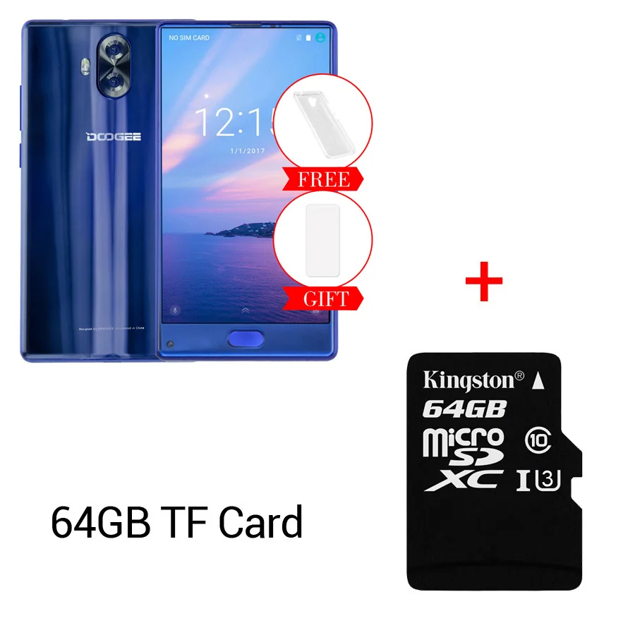 Blue N 64GB Card DOOGEE MIX Lite Android 7,0 4G, мобильный телефон с функцией 5,2 MT6737 2 Гб Оперативная память 16 Гб Встроенная память 3080 мА/ч, два 13+ 8 Мп отпечатков пальцев ОТА смартфон - Цвет: Blue N 64GB Card