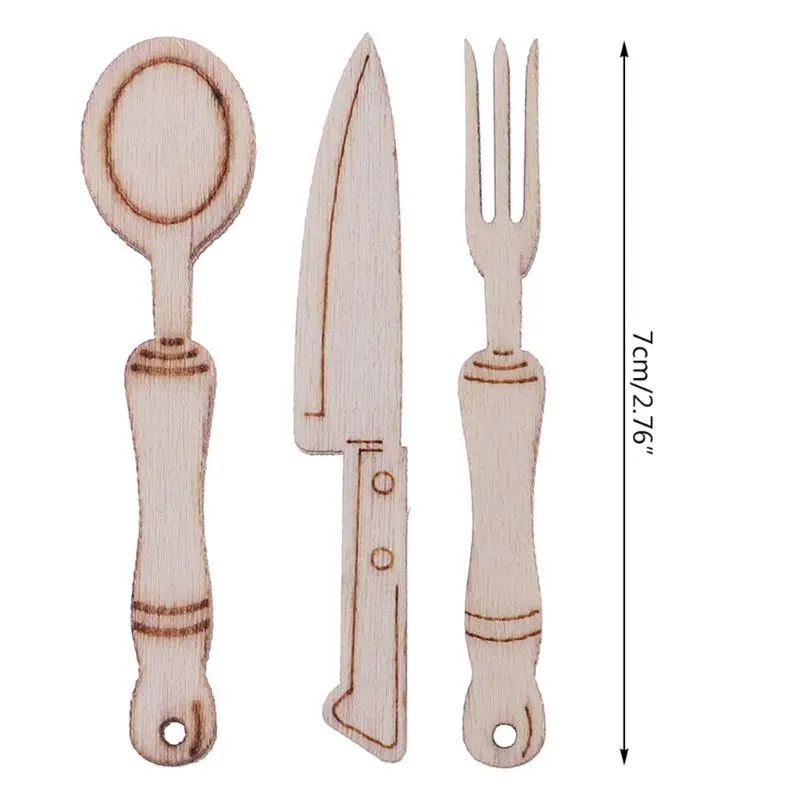 25 шт. лазерная резка Деревянная Посуда Украшение деревянная форма ремесло