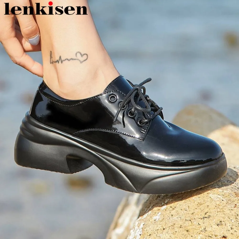 Lenkisen/Европейский стиль супермодель обувь из коровьей лакированной кожи на