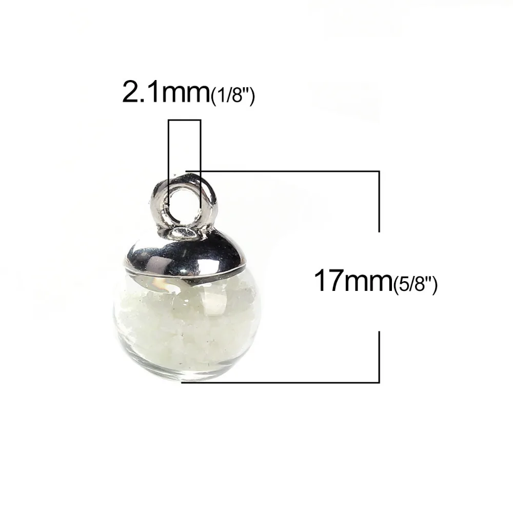 DoreenBeads DIY стеклянный шарик-амулет кулон Прозрачный Многоцветный прозрачный светится в темноте результаты 17 мм(5/") x 12 мм, 10 шт