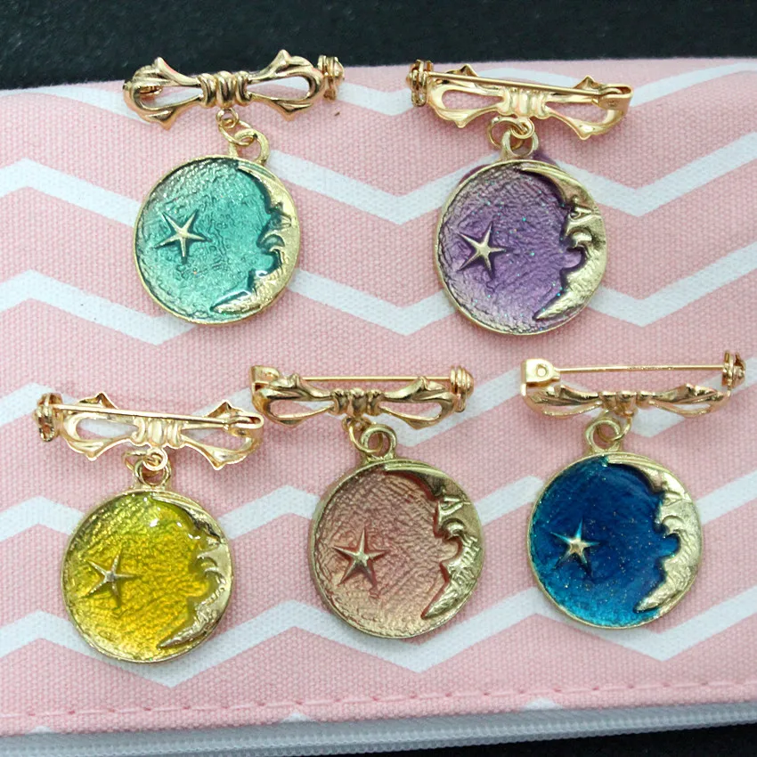 Timlee X071 Free Shipping New Cartoon Retro Moon Star Metal Brooch Pins Fashion Jewelry Wholesale | Украшения и аксессуары