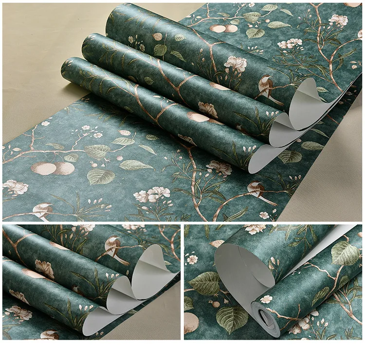 обои для стен в рулонах Американский стиль Обои цветок с птицы на ветке Rolls фон Mural