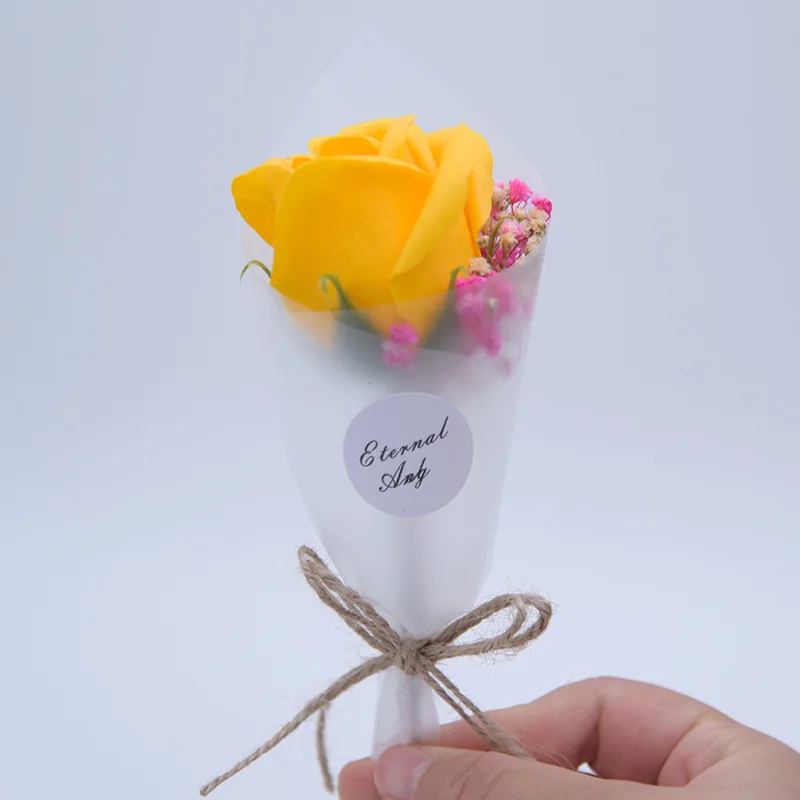 MOLANS One Rose стимуляция цветок для подарка/свадебные аксессуары Простой красивый искусственный цветок с ручной тканой лентой Декор - Цвет: Цвет: желтый