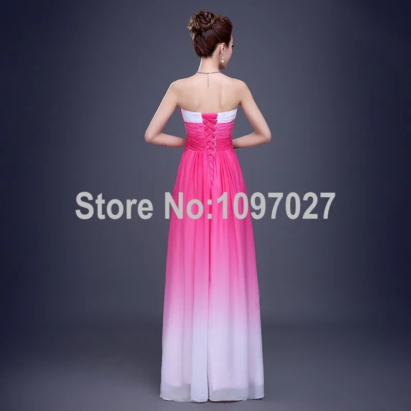 Дешевые Милая Градиент Шифон Вечернее Платье Корсет Назад Pleat Пром Партия На