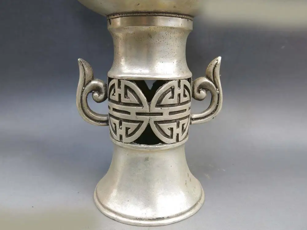 15 &quotКитайский серебряный вырезанный на удачу Дракон Красивая ценсер ваза